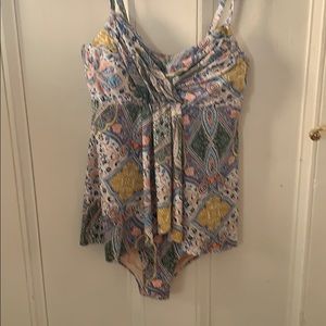 Garnet Hill ruched overlay one-piece swimsuit